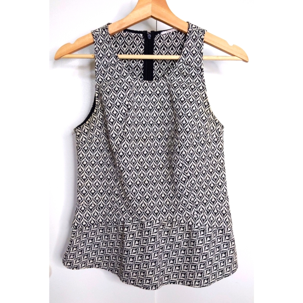 Chattawak French peplum zip sleeveless 36 black S